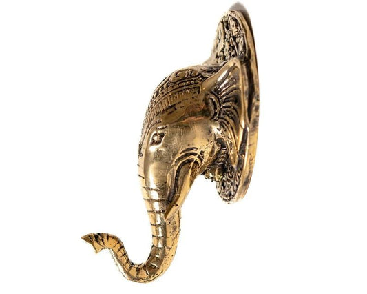 Solid Brass Elephant Head Wall Hook - MAIA HOMES