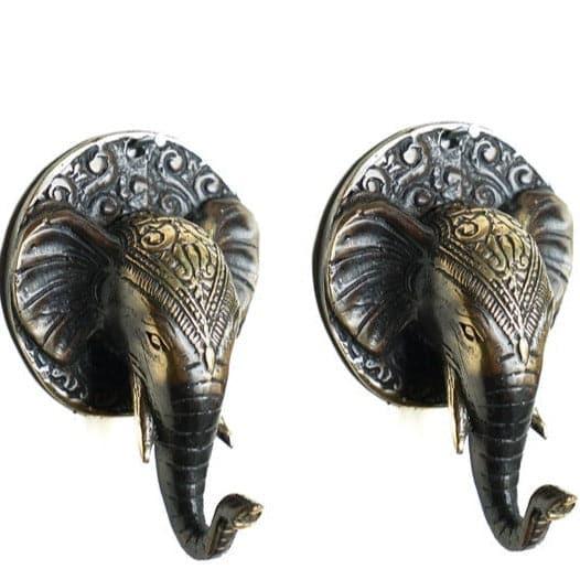 Solid Brass Elephant Head Wall Hook