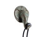 Solid Brass Elephant Head Wall Hook ANTIQUE GREEN