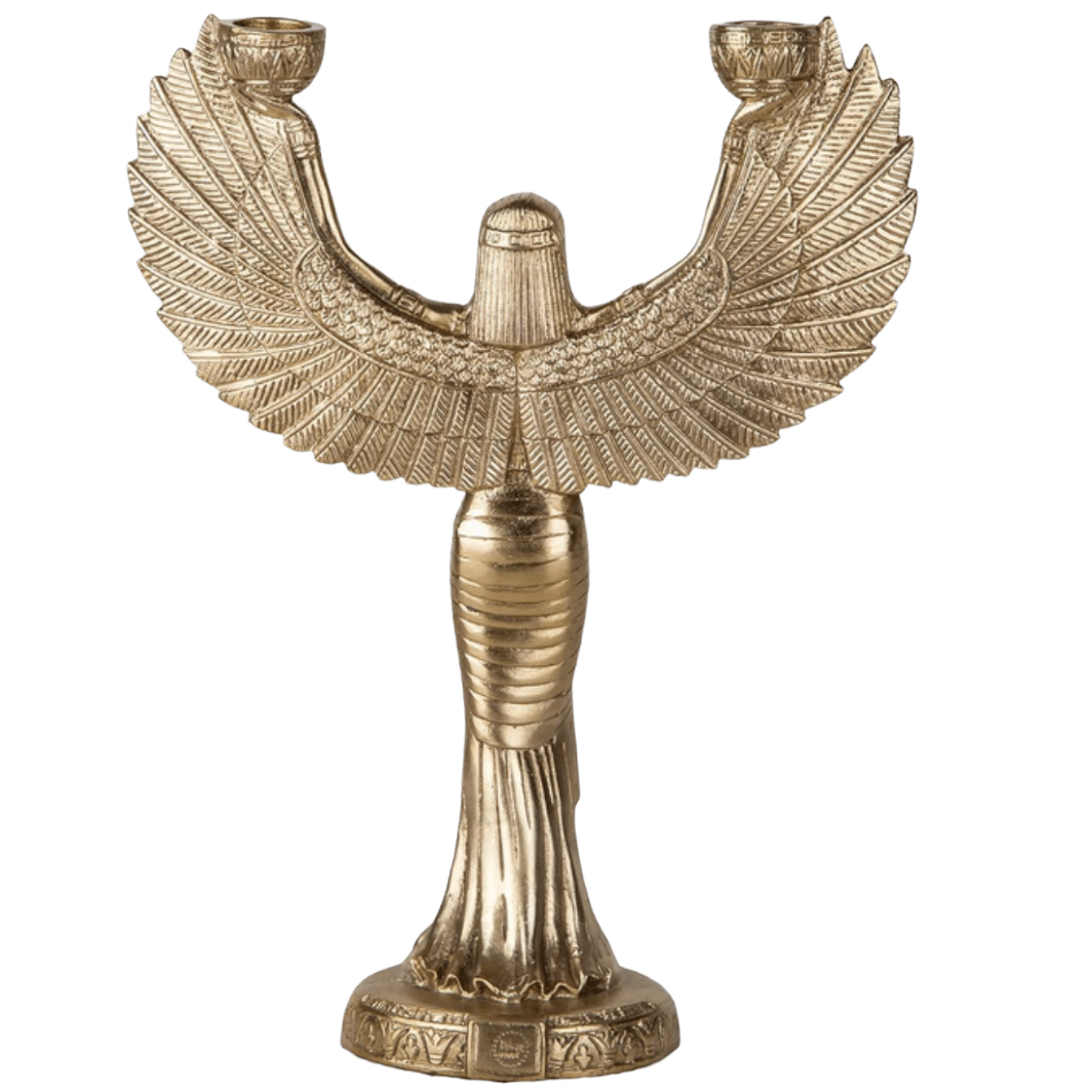 Solid Brass ISIS Egyptian Goddess Candelabra Candle Holder