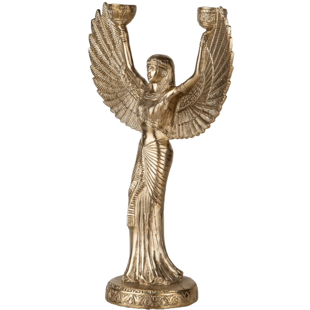 Solid Brass ISIS Egyptian Goddess Candelabra Candle Holder