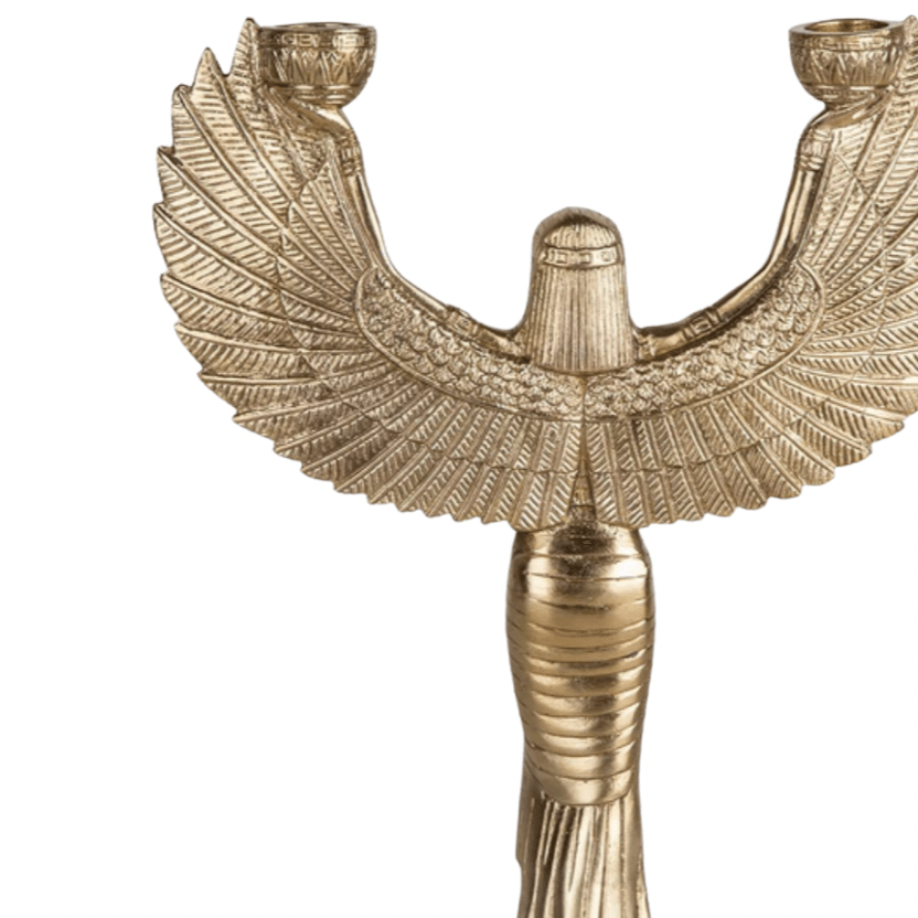 Solid Brass ISIS Egyptian Goddess Candelabra Candle Holder - MAIA HOMES