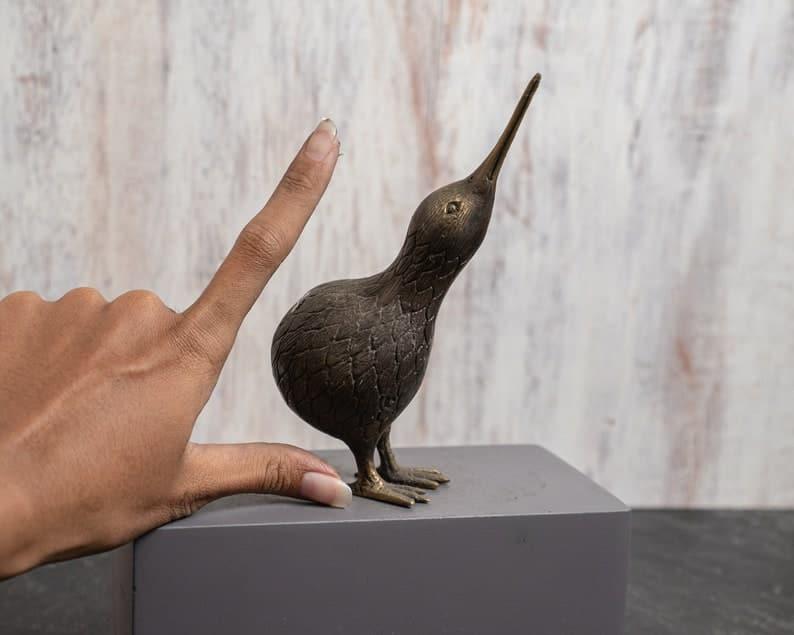 Solid Brass Kiwi Miniature Figurine