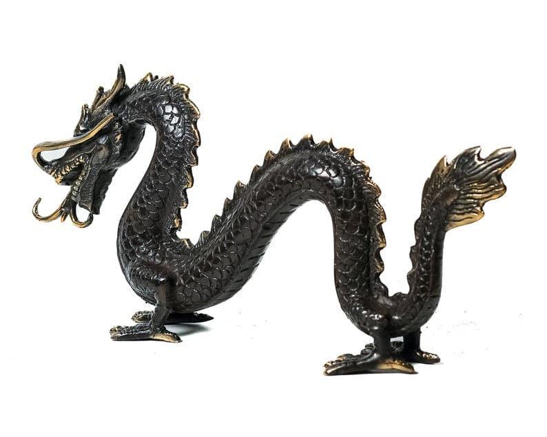 Solid Brass Majestic Dragon Sculpture BLACK POLISH FINISH