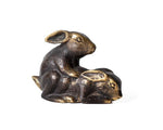 Solid Brass Making-Love Rabbits Figurine BLACK POLISH FINISH