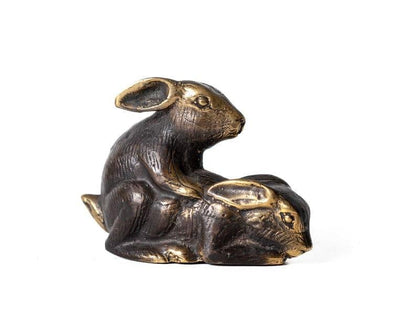 Solid Brass Making-Love Rabbits Figurine - MAIA HOMES