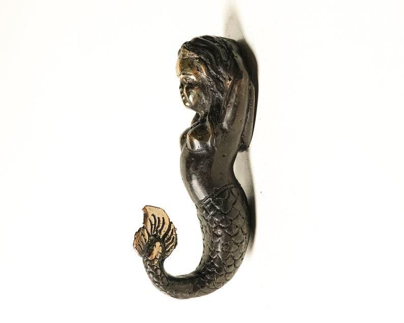 Solid Brass Mermaid Wall Hook BLACK POLISH FINISH