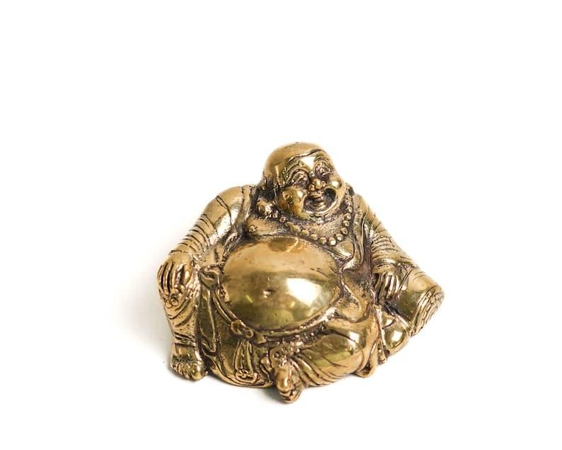 Solid Brass Mini Laughing Buddha Statue POLISHED BRASS