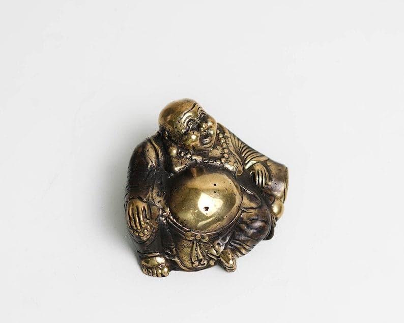 Solid Brass Mini Laughing Buddha Statue