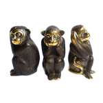 Solid Brass Monkey Statues - Set of 3