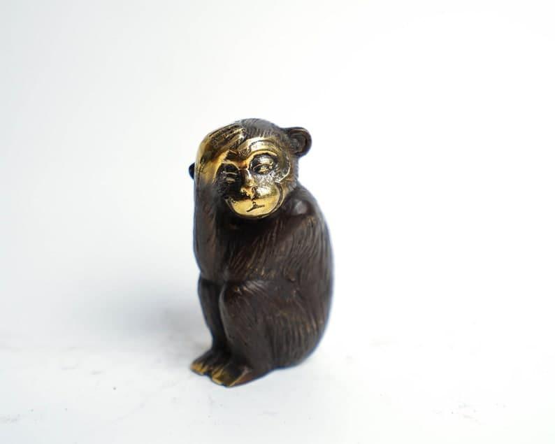 Solid Brass Monkey Statues - Set of 3