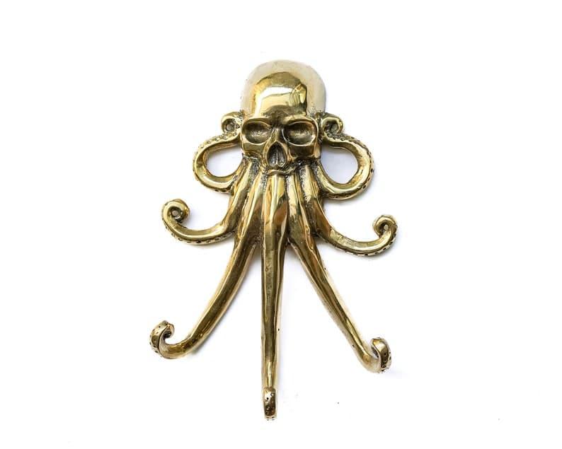 Solid Brass Octopus Wall Hook POLISHED BRASS