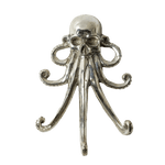 Solid Brass Octopus Wall Hook ANTIQUE SILVER