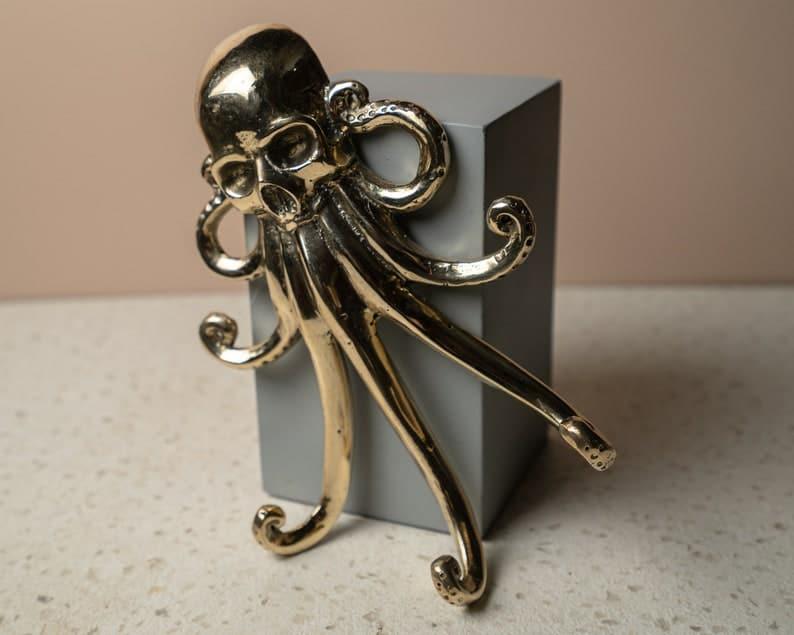 Solid Brass Octopus Wall Hook