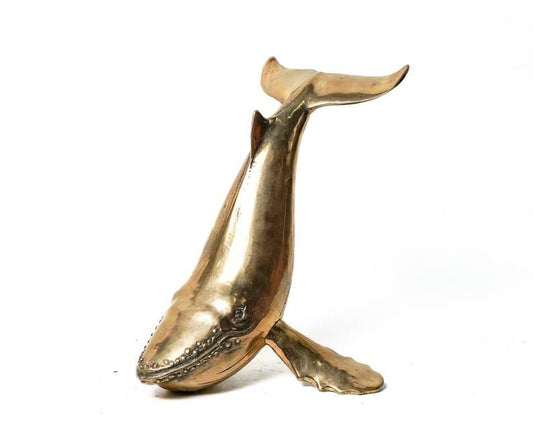 Solid Brass Posing Whale Figurine - MAIA HOMES