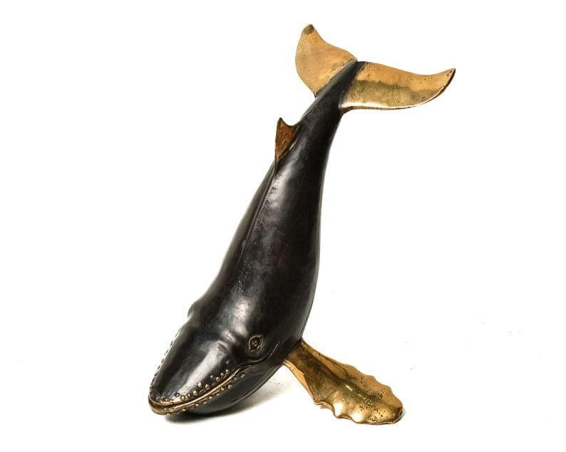 Solid Brass Posing Whale Figurine BLACK POLISH FINISH