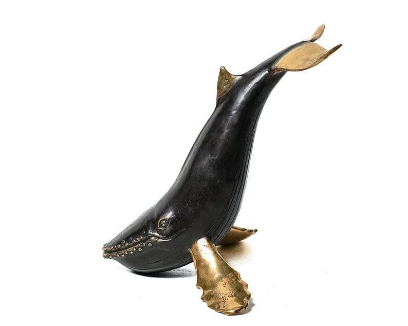 Solid Brass Posing Whale Figurine - MAIA HOMES