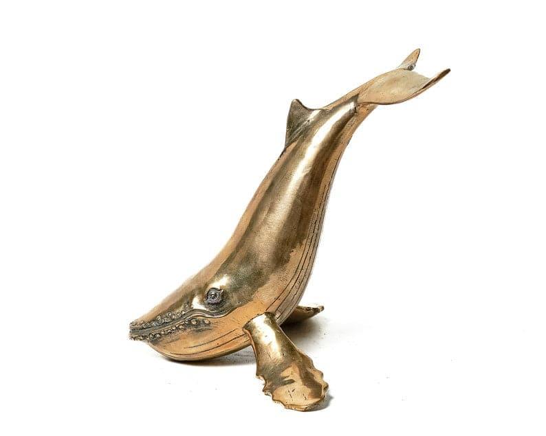 Solid Brass Posing Whale Figurine