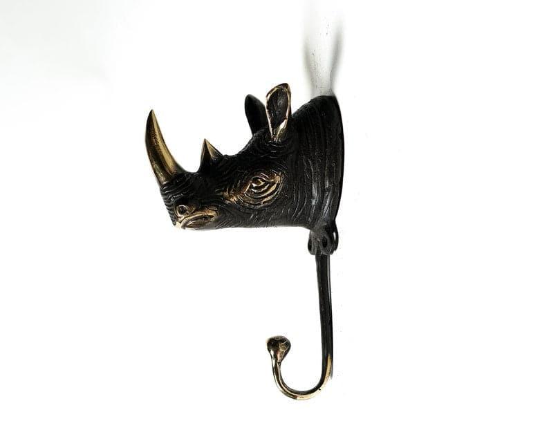 Solid Brass Rhino Head Wall Hanging Hook