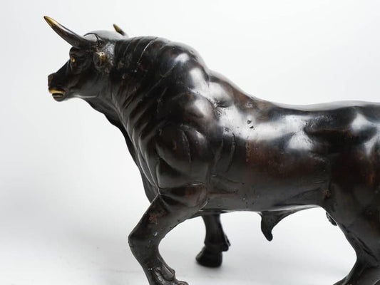 Solid Brass Running Bull Figurine Statue - MAIA HOMES