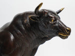 Solid Brass Running Bull Figurine Statue