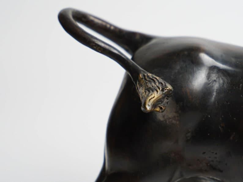 Solid Brass Running Bull Figurine Statue