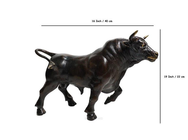 Solid Brass Running Bull Figurine Statue