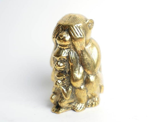 Solid Brass See No Evil Hear No Evil Monkey Figurine - MAIA HOMES