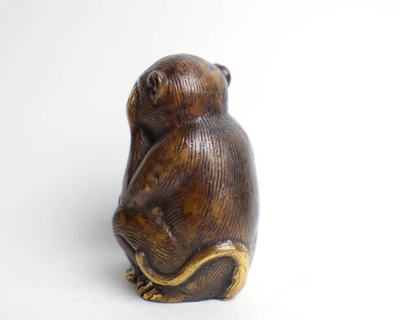 Solid Brass See No Evil Hear No Evil Monkey Figurine - MAIA HOMES