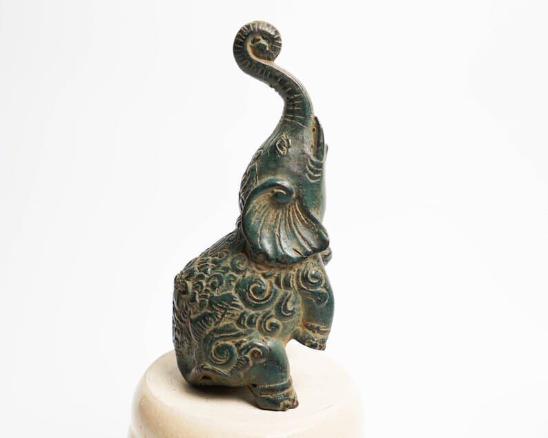 Solid Brass Standing Elephant Figurine - MAIA HOMES