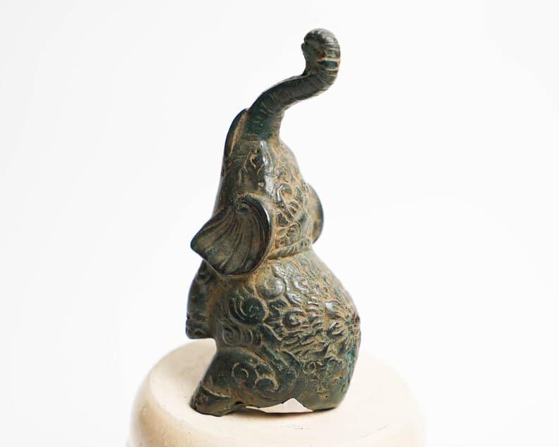 Solid Brass Standing Elephant Figurine - MAIA HOMES