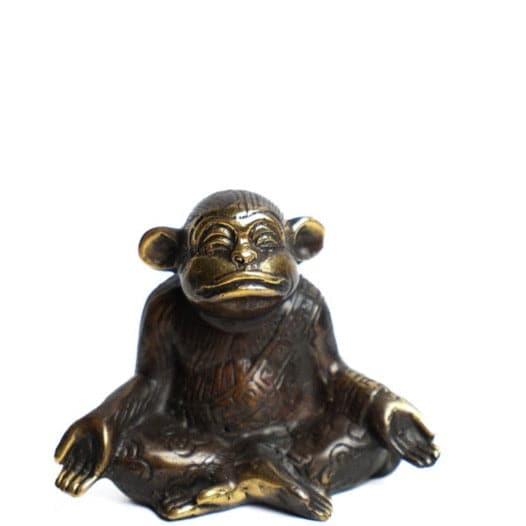 Solid Brass Yoga Monkey Figurine - MAIA HOMES