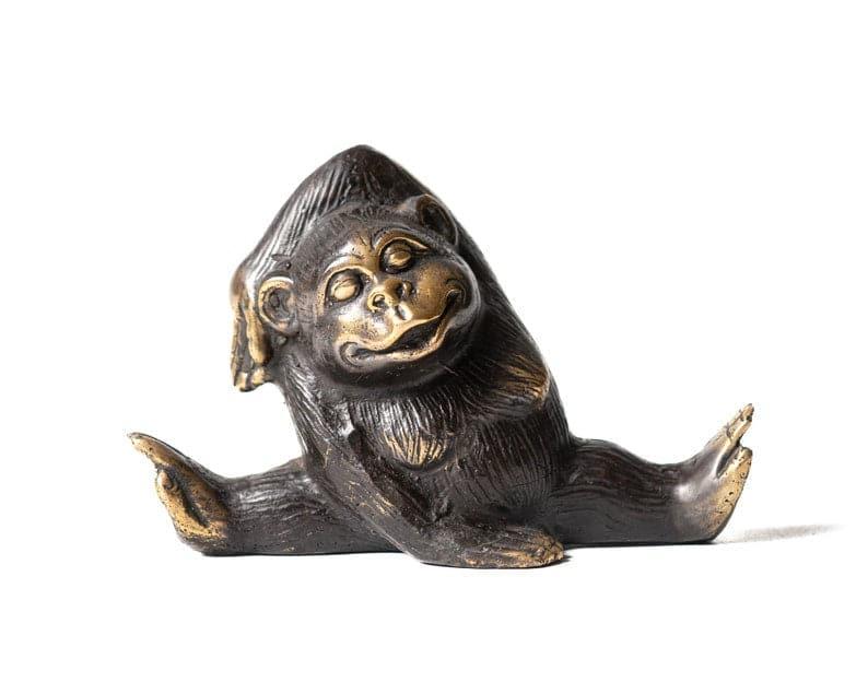 Solid Brass Yoga Monkeys Sculpture A ANTIQUE