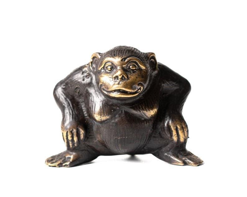 Solid Brass Yoga Monkeys Sculpture D ANTIQUE