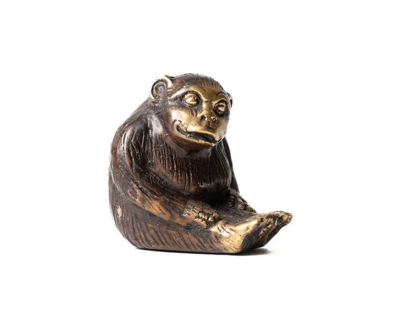 Solid Brass Yoga Monkeys Sculpture C ANTIQUE