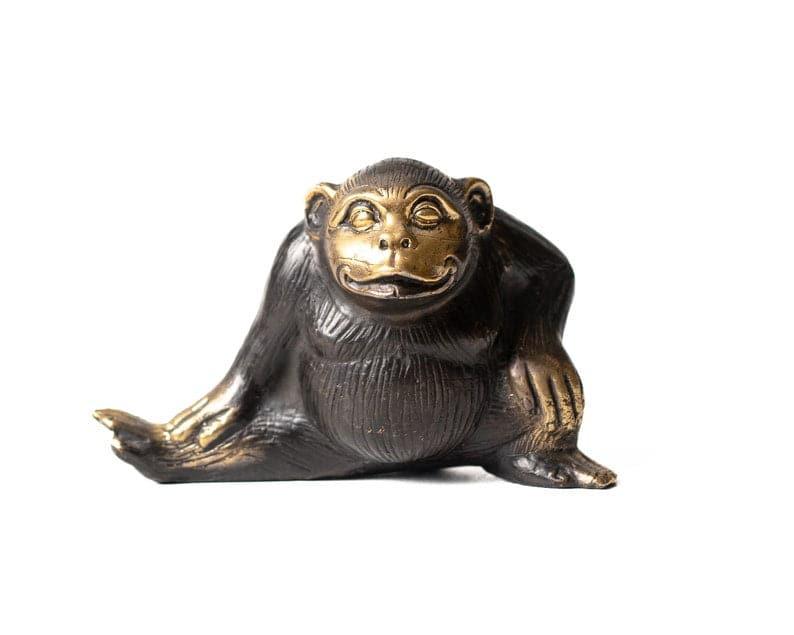 Solid Brass Yoga Monkeys Sculpture B ANTIQUE