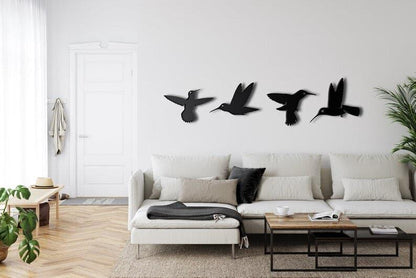 Solid Metal Flying Birds Metal Wall Hanging Decor Black