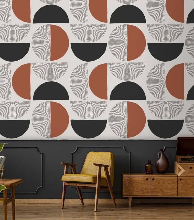 Solid Semi Circle Geometric Wallpaper