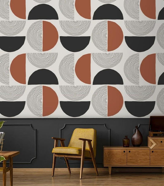 Solid Semi Circle Geometric Wallpaper - MAIA HOMES