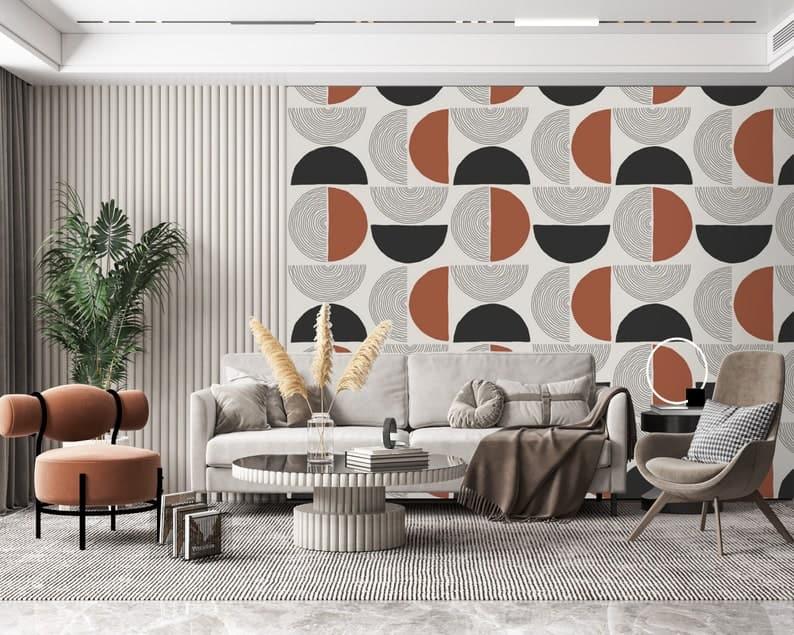 Solid Semi Circle Geometric Wallpaper