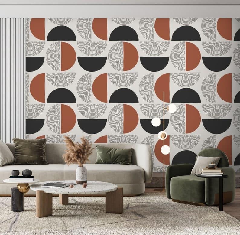 Solid Semi Circle Geometric Wallpaper