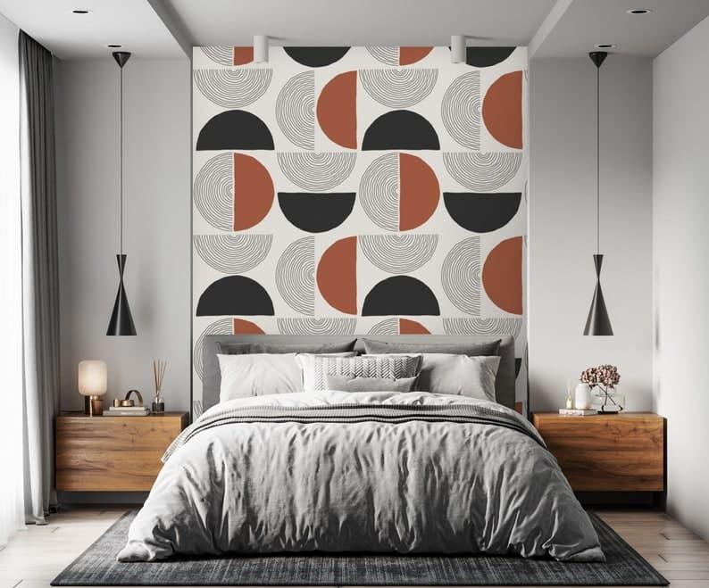 Solid Semi Circle Geometric Wallpaper - MAIA HOMES