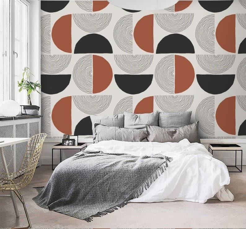 Solid Semi Circle Geometric Wallpaper