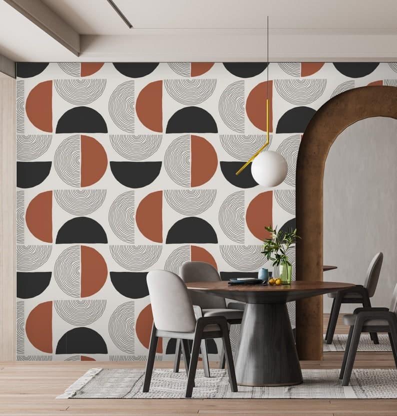 Solid Semi Circle Geometric Wallpaper - MAIA HOMES