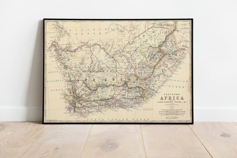 South Africa Map Wall Print| South Africa Map