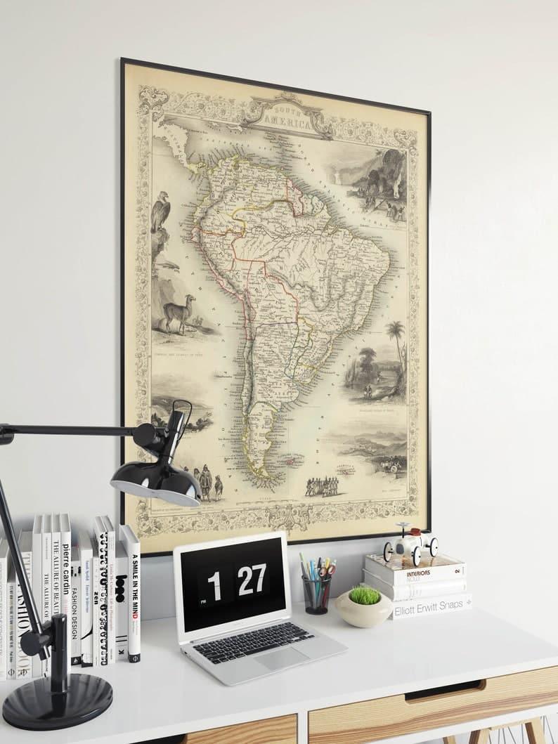 South America Map Print| Art History