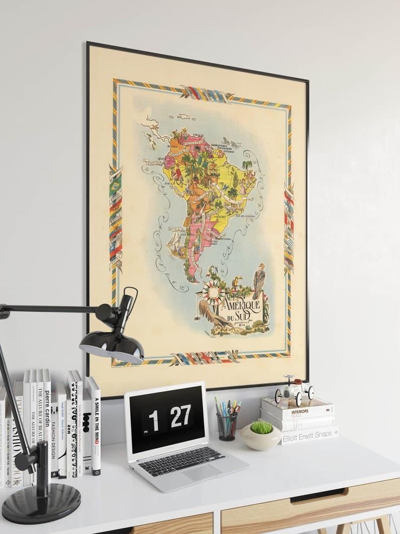 South America Map Print| Art History