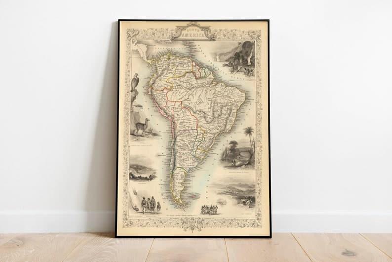 South America Map Print| Art History