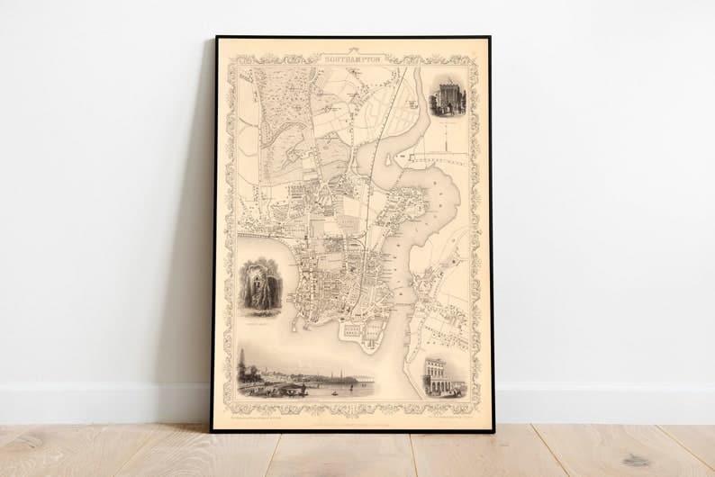 Southampton Map Print| Fine Art Prints - MAIA HOMES