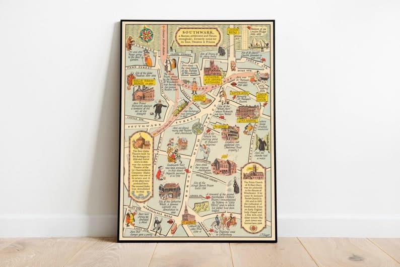 Southwark Map Print| Fine Art Prints - MAIA HOMES